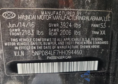 2017 Hyundai Elantra Se из США, поврежденный, VIN 5NPD84LF7HH094460